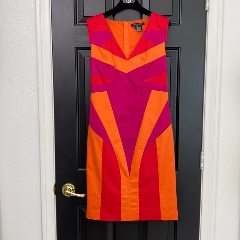 Orange, red, and purple sleeveless Ercetera dress